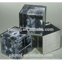 Мода персонализированные 3D кристалл куб фото/стеклянный куб фоторамка